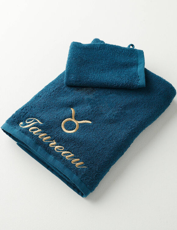 Serviettes de bain brodées Taureau - 420g/m2 (bleu paon) Serviettes de bain brodées Taureau - 420g/m2 (bleu paon)